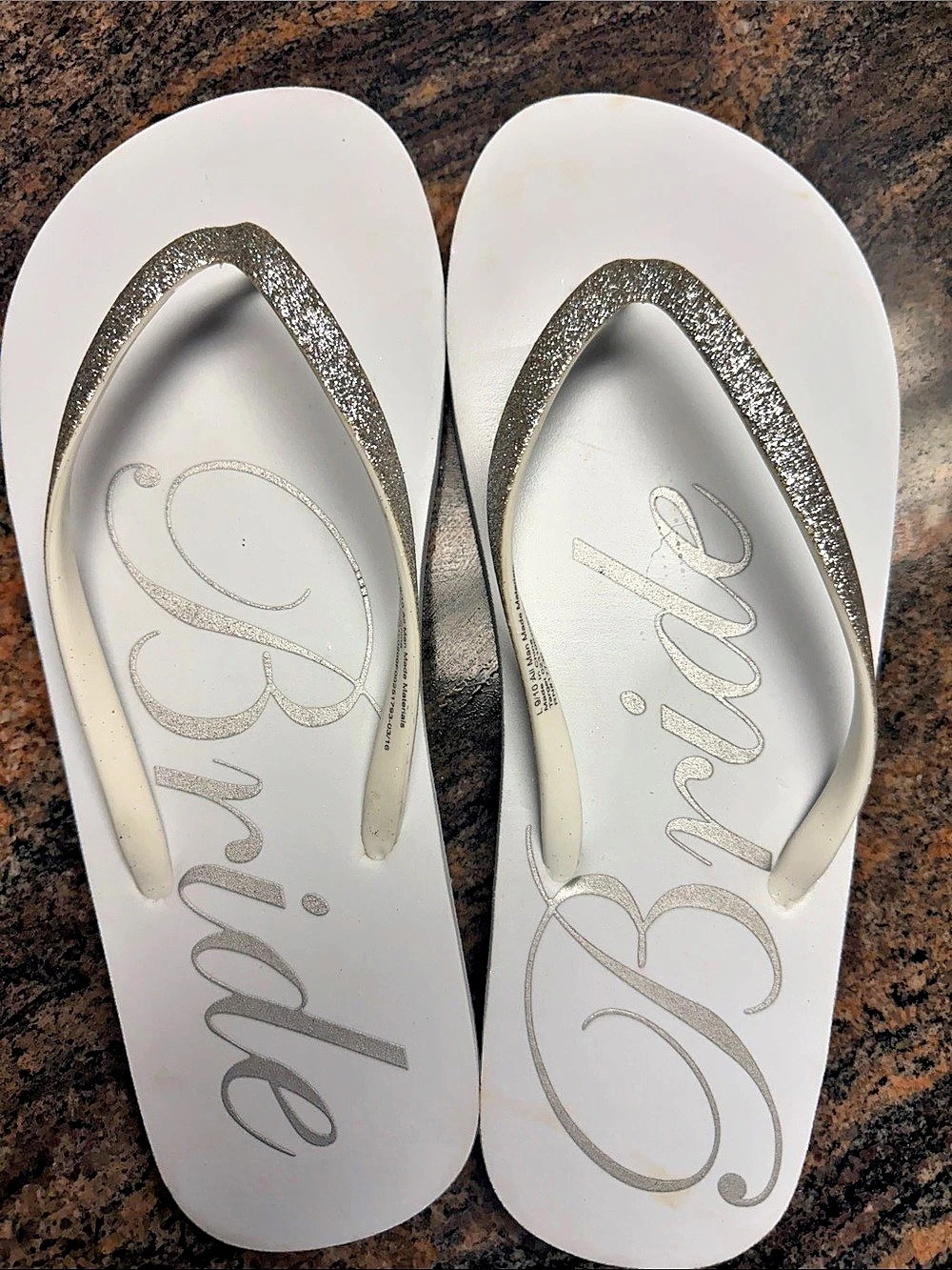 Bride Glitter Strap Sandals in White & Silver